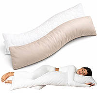 Подушка ортопедична 40х130 см з наволочкою для сну та відпочинку S-Form IDEIA антиалергенна з блискавкою