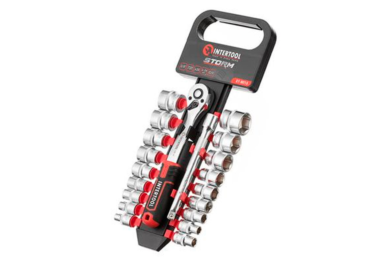 Набір інструменту на планці Intertool 3/8" x 20 од. Storm (ET-8015), фото 1