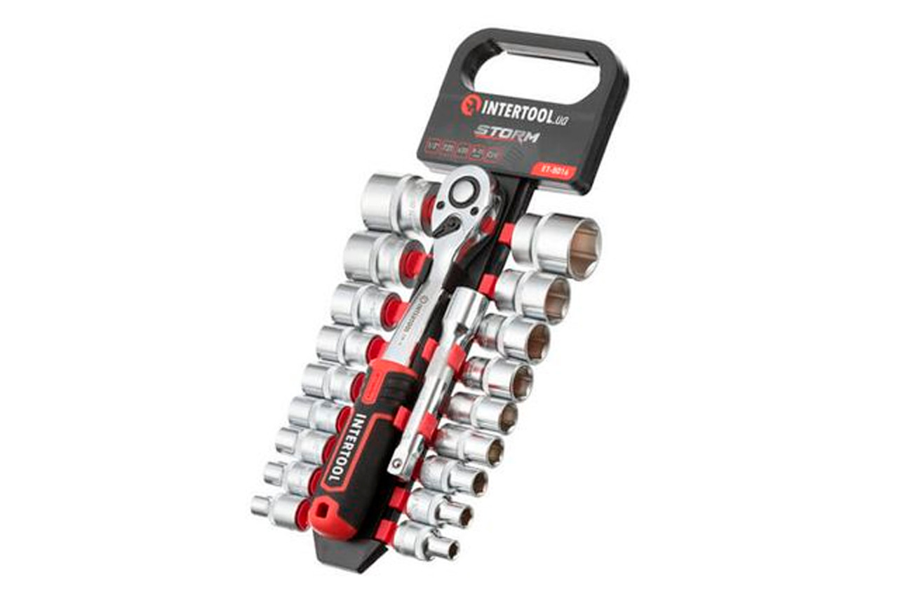 Набір інструменту на планці Intertool 1/2" x 20 од. Storm (ET-8016), фото 1