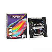 Презервативи Holographic Recare Color Fruit Flavour Condoms 3 шт., аромати: м'ята, банан, полуниця  Вібратори мастурбатори