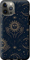 ТПУ чехол с микрофиброй на iPhone 12 Pro Max Celestial Harmony: Sun & Moon Gold Mystic Pattern