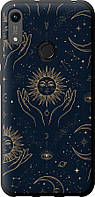 ТПУ чохол з мікрофіброю на Huawei Honor 8A Celestial Harmony: Sun & Moon Gold Mystic Pattern