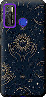 ТПУ чехол с микрофиброй на Tecno Camon 15 Celestial Harmony: Sun & Moon Gold Mystic Pattern