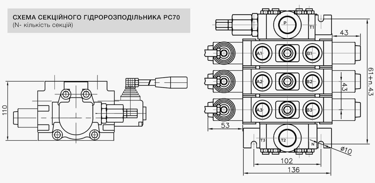 Таблица размеров PC70