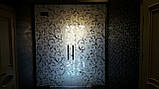 Скляна перегородка з двостулковими дверима та піскоструминним малюнком, фото 4