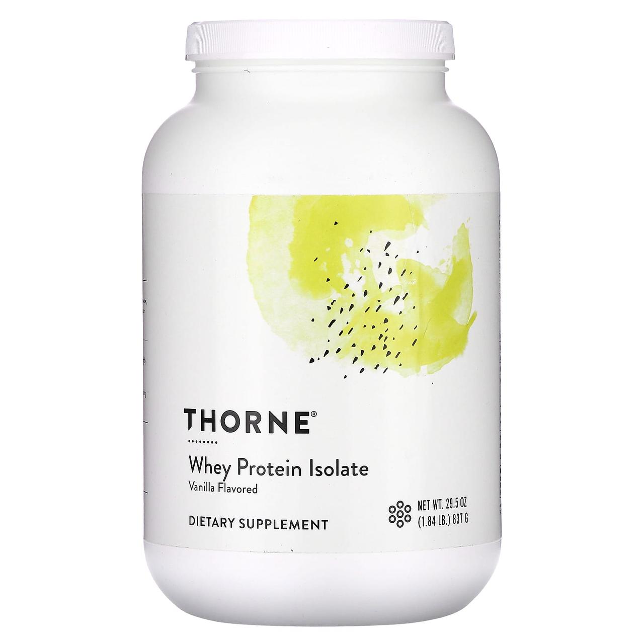 Сироватковий протеїн ізолят, Whey Protein, Thorne, ваніль, 837 г yY., фото 1