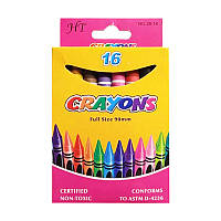Набор детских восковых карандашей "Crayons" 8496-16 90 мм, 16 цветов от Happy Boksik