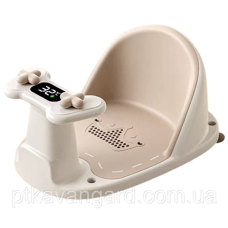 Дитяче сидіння для купання з термометром, на присосках Bimbo 9340-52 бежевий, фото 1