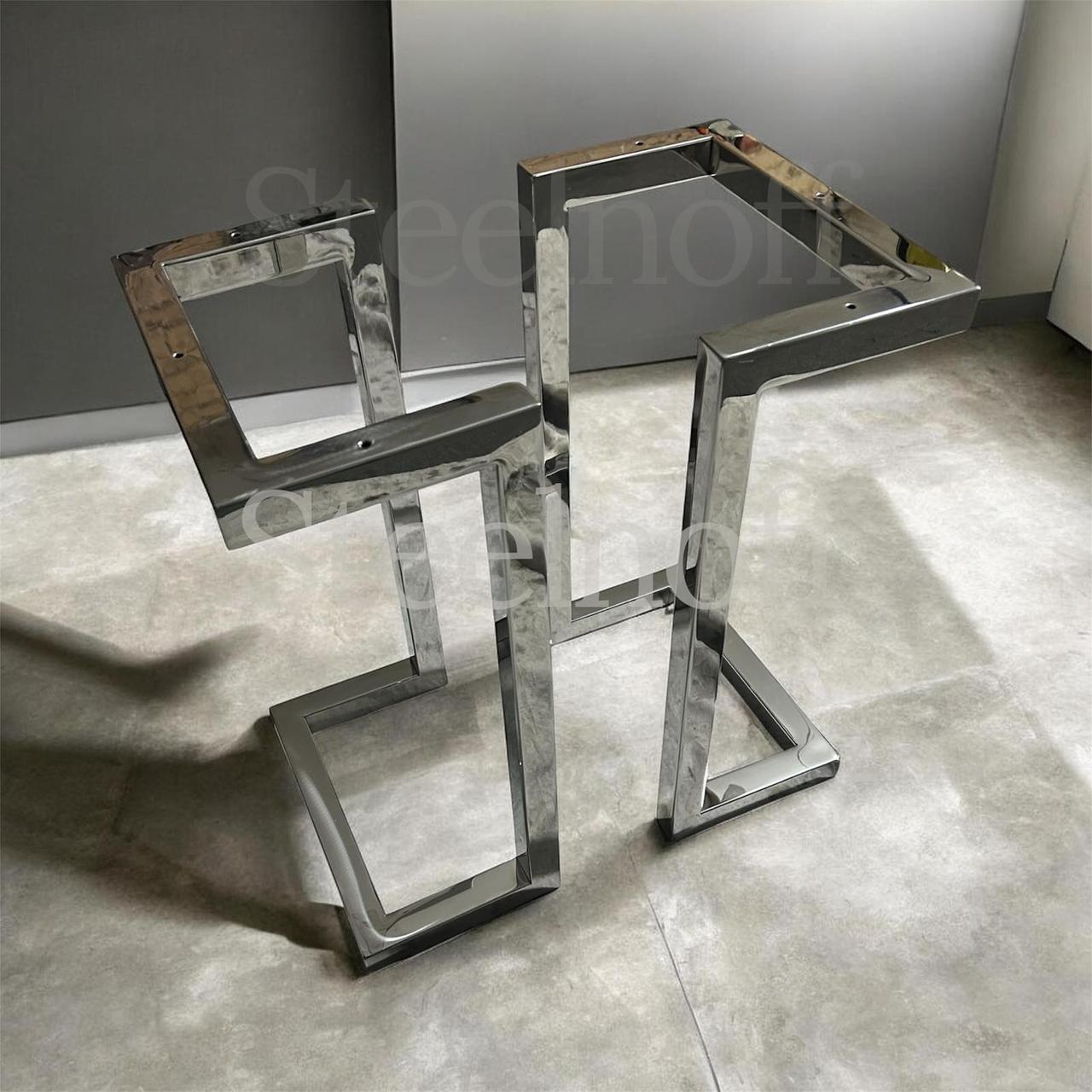 Металева опора для столу з нержавіючої сталі, хром, фото 1