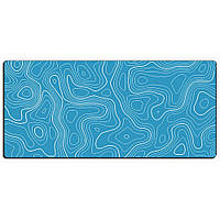 Килимок для миші та клавіатури з топографічним візерунком та з прошитими краями монохромний 800х300х3 мм