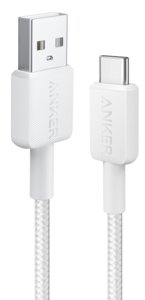 Кабель Anker 322 USB-A to USB-C - 0.9m Nylon White (6908155)