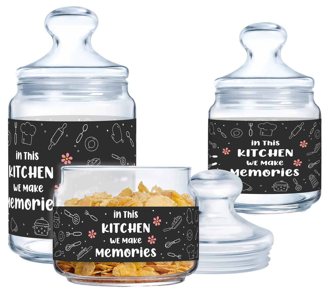 Набір банок Luminarc Club Kitchen Memories, 3х0.5, 0.75, 1 л (7093985)