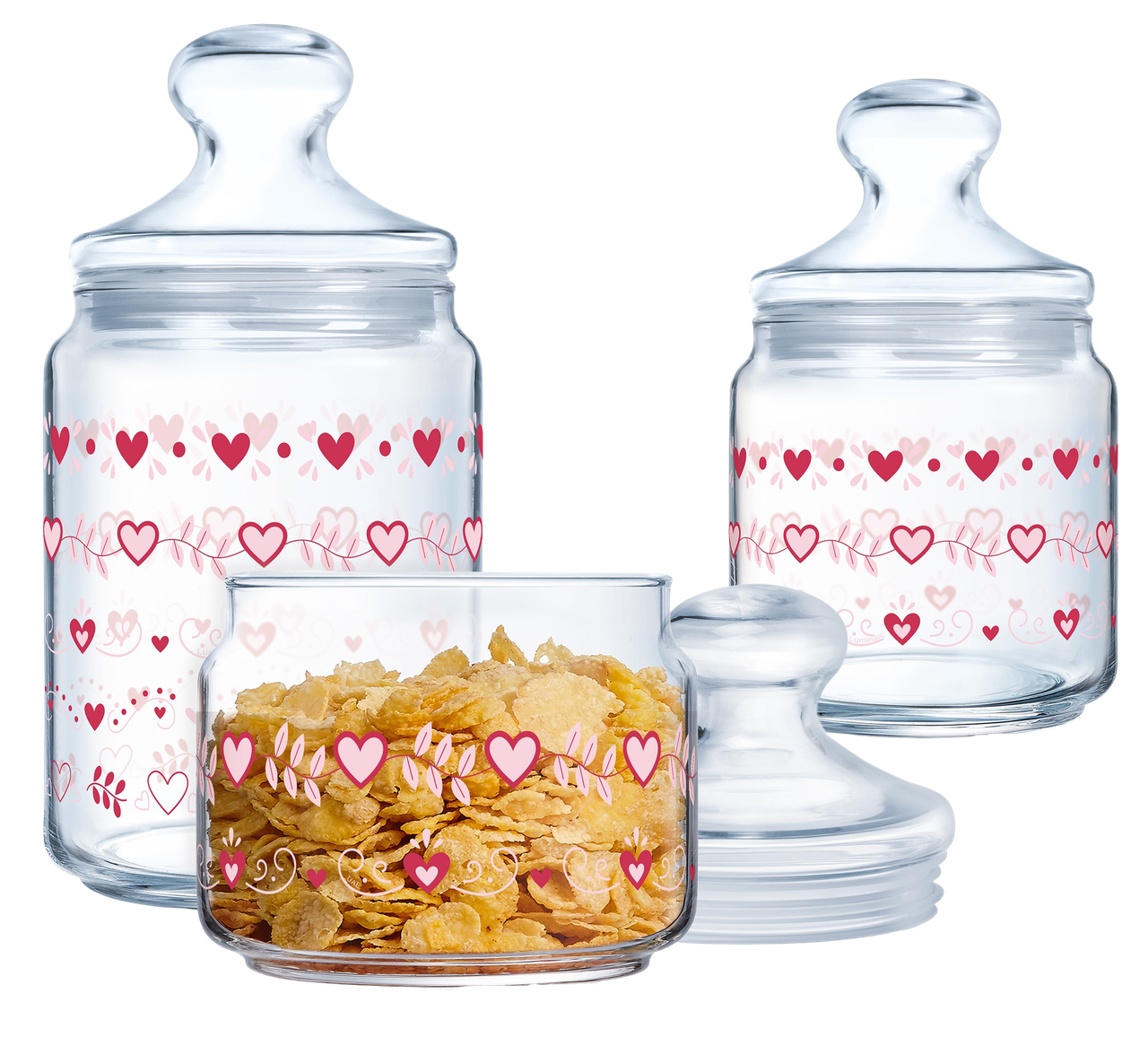 Набір банок Luminarc Club Love Basket, 3х0.5, 0.75, 1 л (7093989)