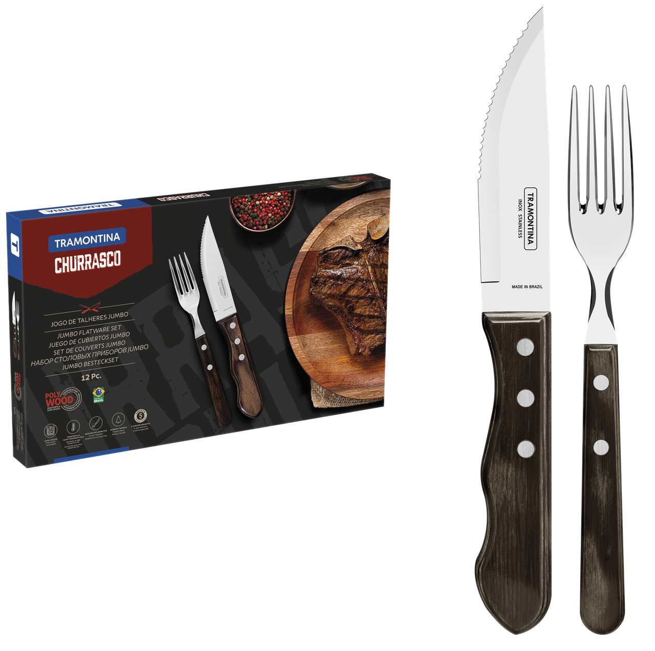 Набір приборів для гриля Tramontina Barbecue Polywood, 12 предметів (6584535)