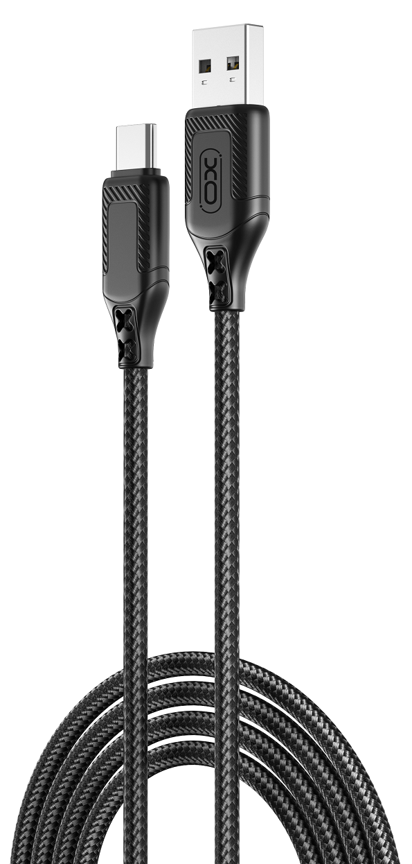 Кабель XO NB235 Zebra Series Braided USB-A to Type-C - 1m (Black)  (6974584)