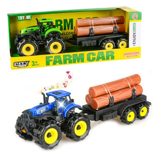 Іграшка CARS S Трактор з причепом та дерев'яними балками в асортименті (CJ-4054513) (7120445)