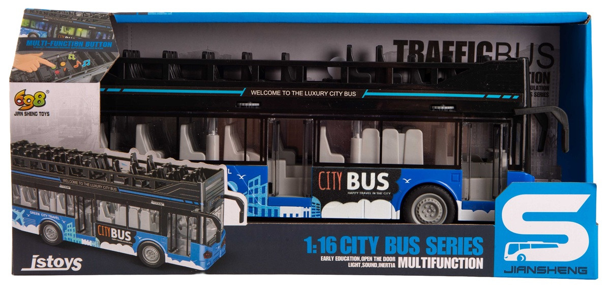 Іграшка DIY Toys Інерційний двоповерховий автобус зі звук. та світл. ефектами, дверцята відкриваються (7080887)