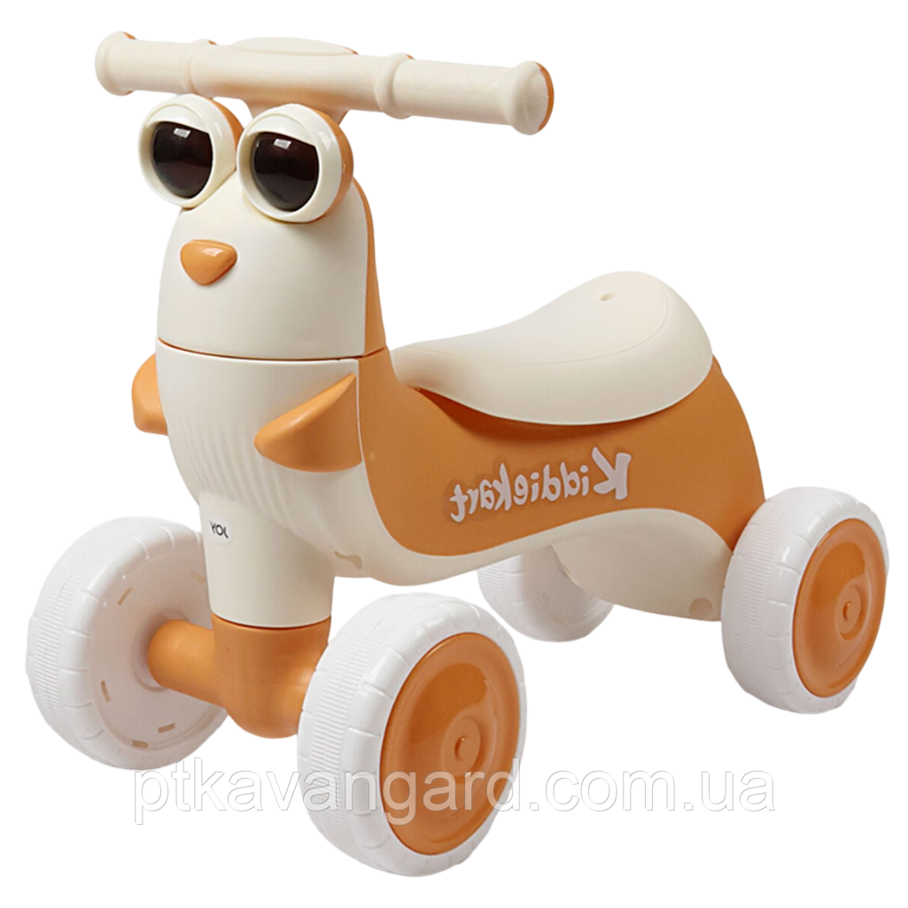 Дитячий велобіг чотириколісний JOY (колеса 6", рама пластикова, підсвічування, звук укр) помаранчевий SL-14236, фото 1