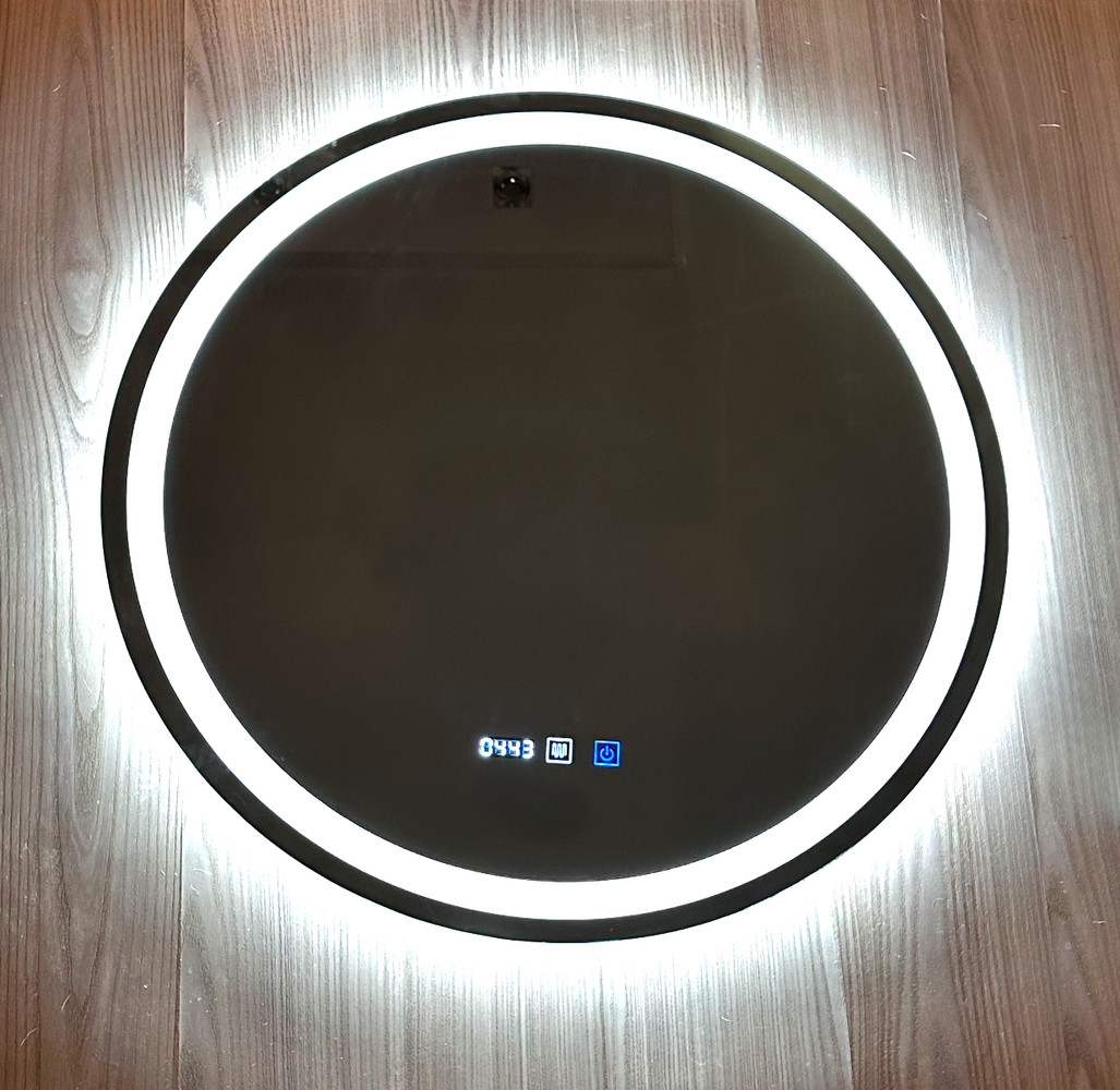 Led дзеркало з годинником, антипаром, сенсорне
