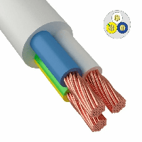 Провід дріт ПВС 3х1,5 ГОСТ мідний білий багатожильний дріт, ІнтерЕлектро (бухта 100 м)