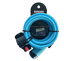 Замок тросовий на ключі BRAVVOS LOC-065-110 1500мм *12мм блакитний AM (брендоване пакування)