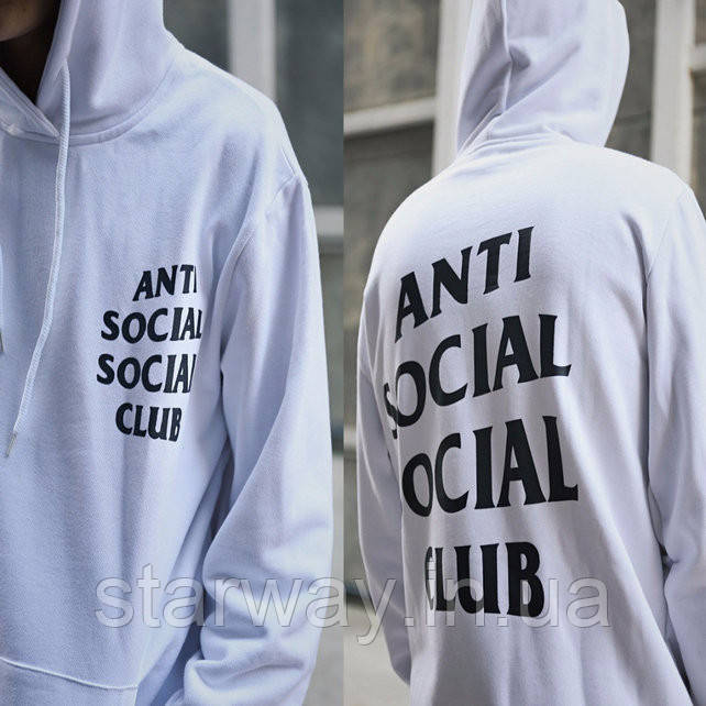 Біла толстовка з принтом assc | худі anti social social club mind games