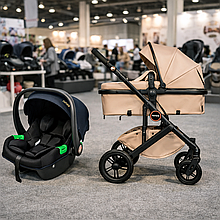 Дитяча коляска-трансформер 3 в 1 Ninos Ave (Нінос Аве) Light Beige (світло-бежевий колір) з автокріслом 0+