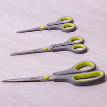 Набір ножиць з нержавіючої сталі з пластиковими ручками (14см; 17см; 21.5 см)