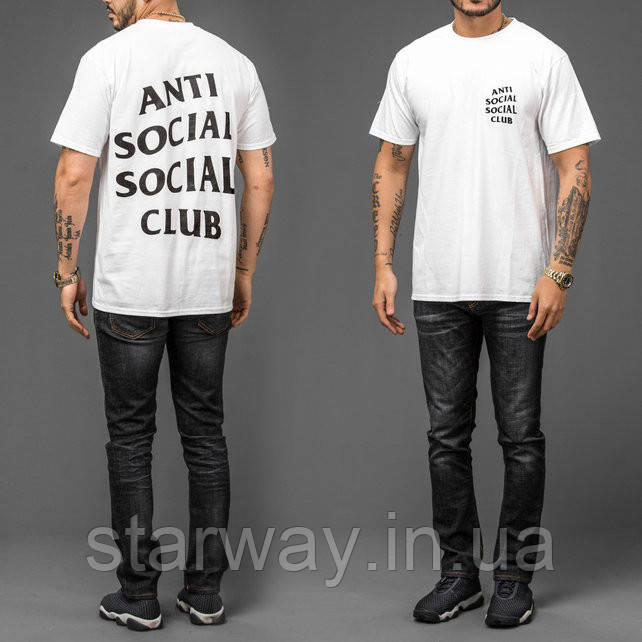 Біла футболка з принтом anti social social club | assc