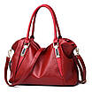 Жіноча бордова сумка, яскрава стильна з шкіри PU, фото 2