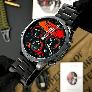 Умные смарт часы мужские круглые с звонком на украинском языке водонепроницаемые Smart Watch Modfit Tactic Blaze Black Ste