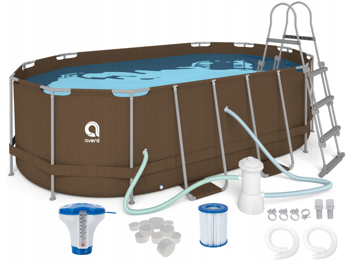 Басейн каркасний, прямокутний Avenli 427x275x100 см. (Brown) 16в1 (2820), фото 1