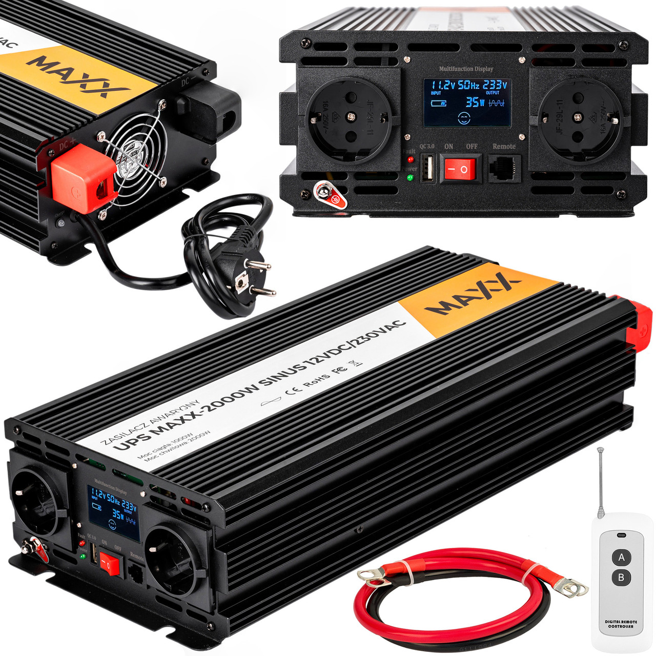 Гібридний ДБЖ/інвертор 4SUN MAXX SINUS 2000 W 12/230V 1000/2000W (R0279 PRZ279), фото 1