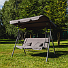 Гойдалка для саду LEOBRO з подушками на трьох Сіра, фото 2