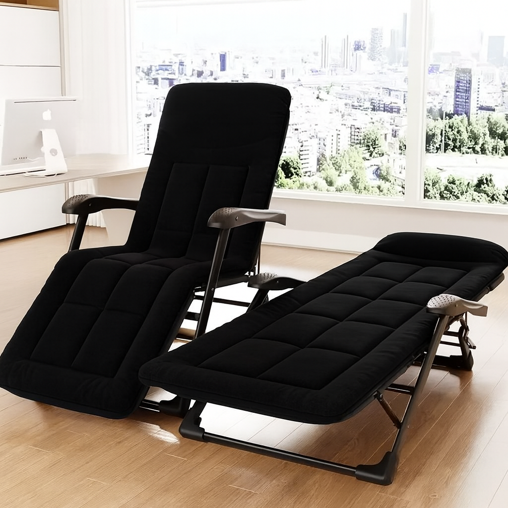 Розкладне крісло ліжко з вбудованим матрацом LEOBRO Black (LB-FCB-G3-BLK), фото 1