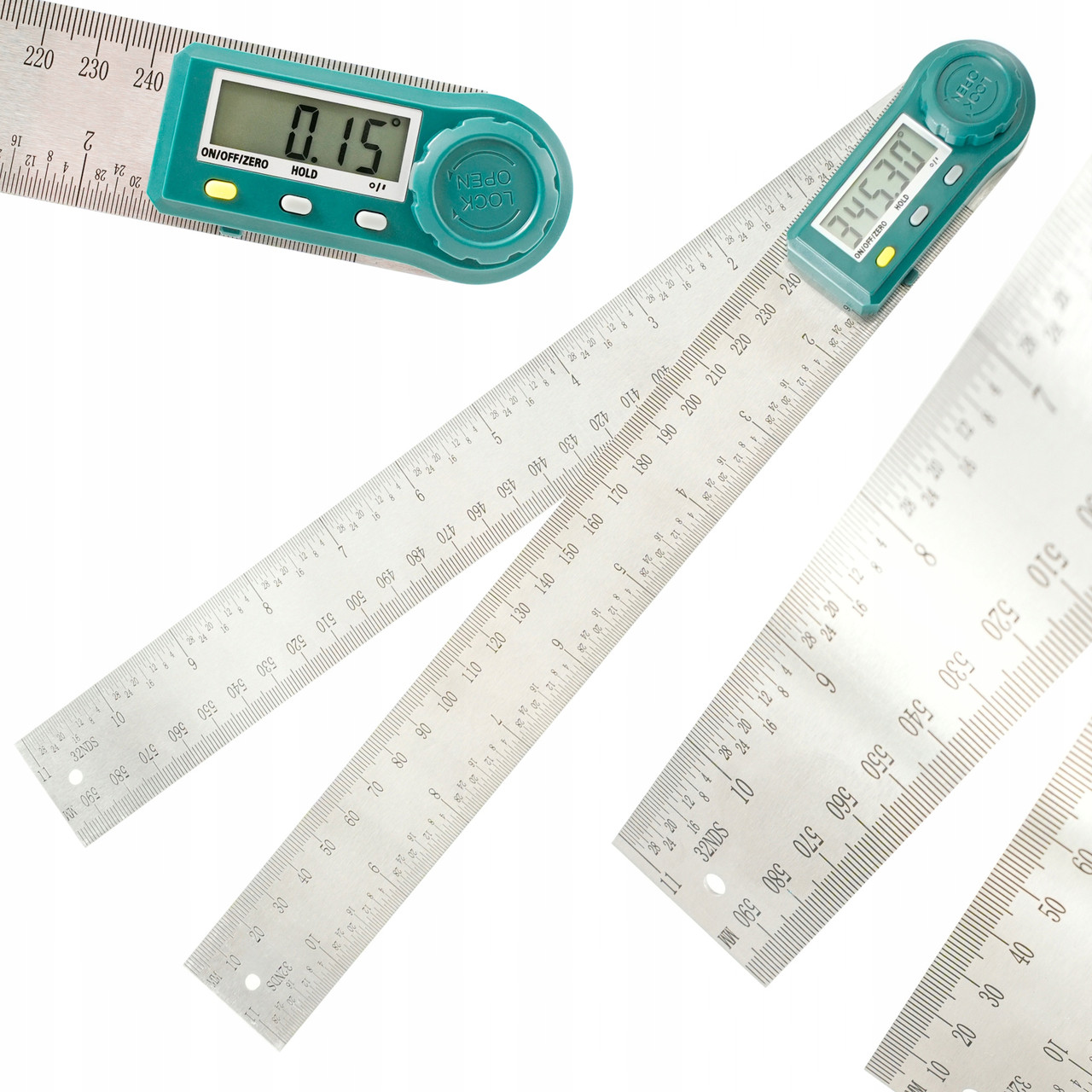 Кутомір (прилад для вимірювання кутів) електронний із лінійкою 300 мм PROTESTER 5423-300, фото 1