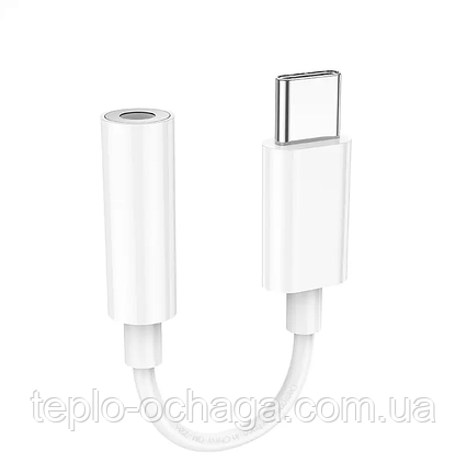 Аудіокабель HOCO LS35 Type-C to 3.5mm female, ABS, 0.08m, White, фото 1