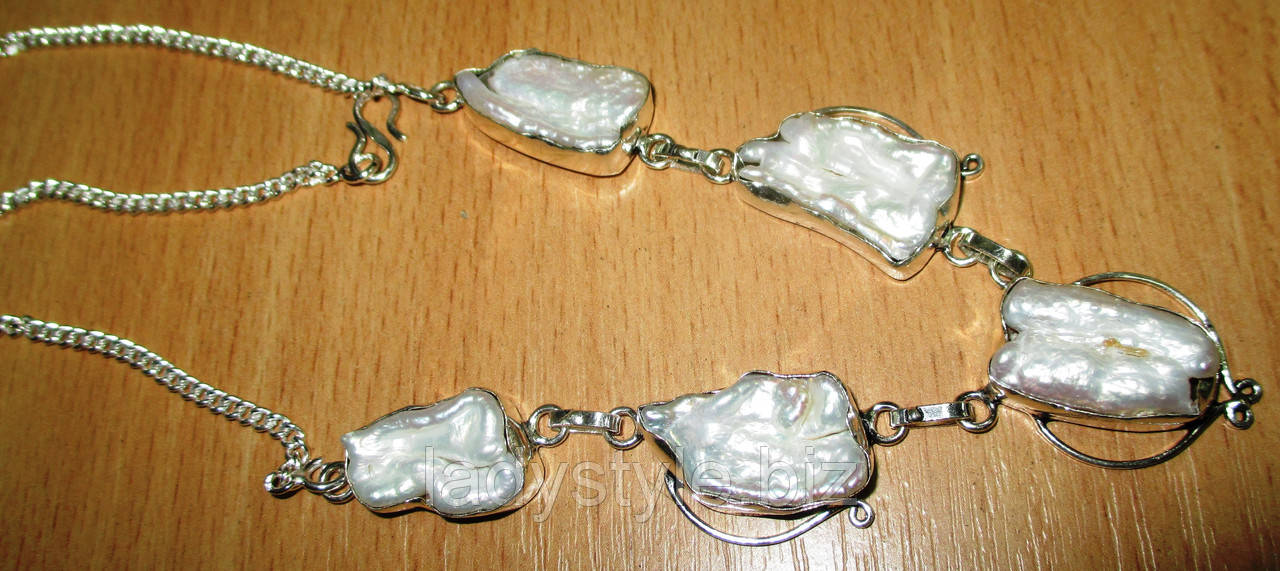 Ніжне срібне кольє "Німфа" з натуральними перлами