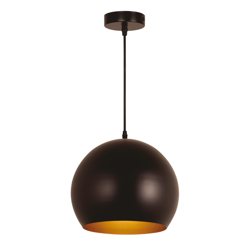 Підвісний металевий світильник зі сферичним плафоном під лампу Е27 в чорно-золотому кольорі Velmax V-CL-LIME-Bl-G