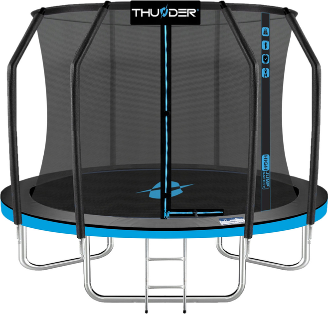Батут THUNDER INSIDE ELITE з внутрішньою сіткою 6 футів 183 см чорно-блакитний, фото 1