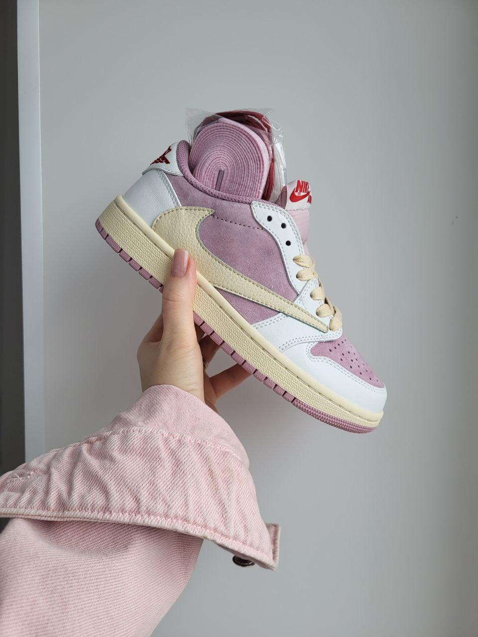 Nike Air Jordan 1 Low x Travis Scott Pink White Beige 41, фото 1