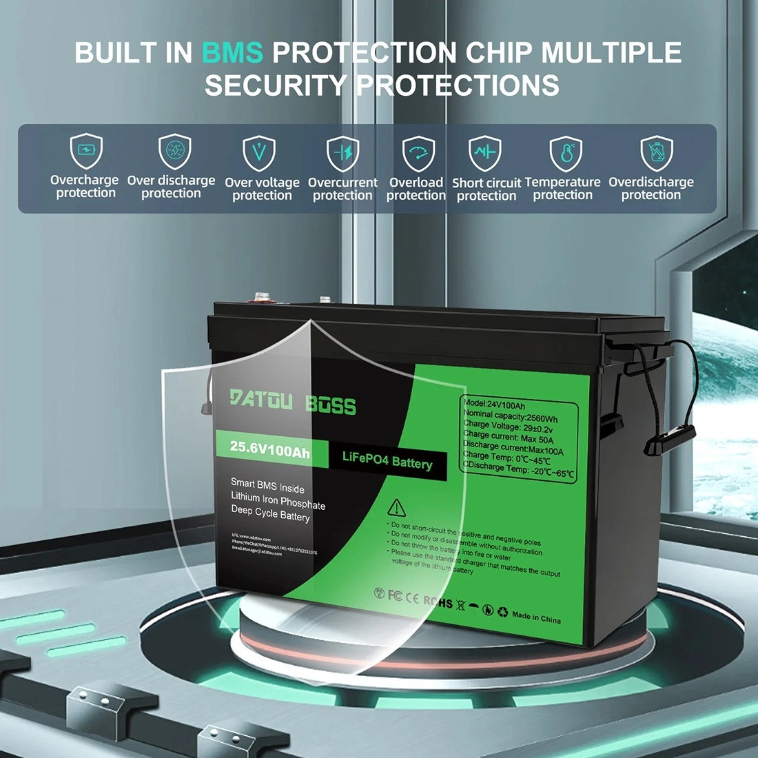 Акумулятор DATOU BOSS LiFePO4 24V 100AH 2560Wh BMS