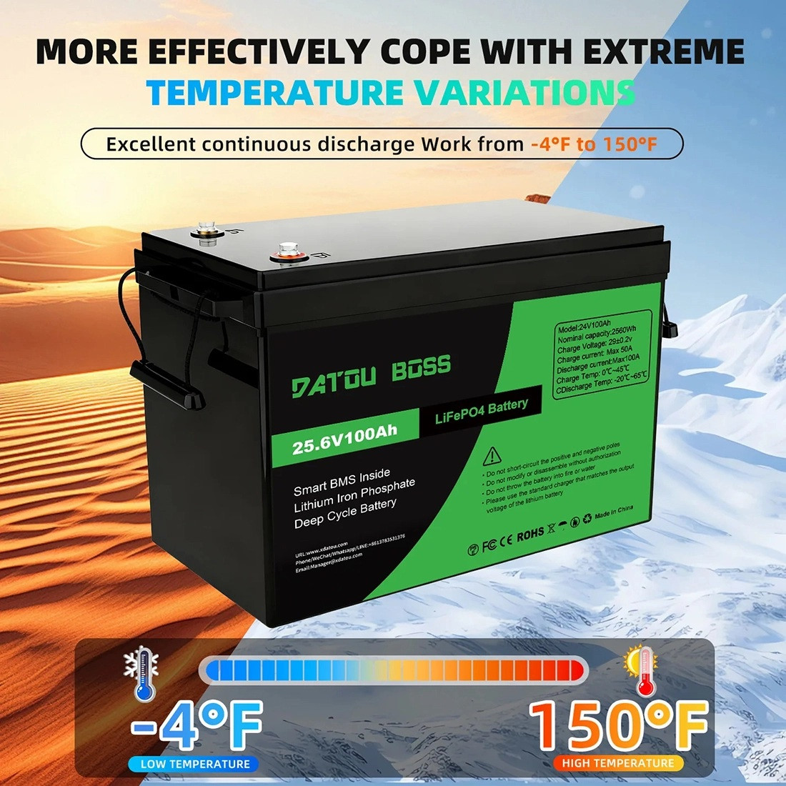 Акумулятор DATOU BOSS LiFePO4 24V 100AH 2560Wh BMS