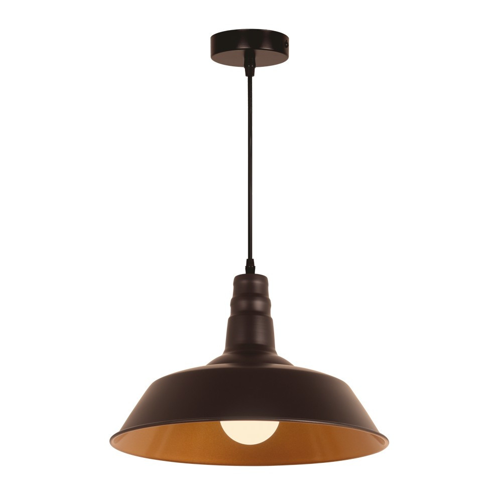 Підвісний світильник в стилі лофт з металевим плафоном під лампу Е27 в чорно-золотому кольорі Velmax V-CL-OLIVE-Bl-G