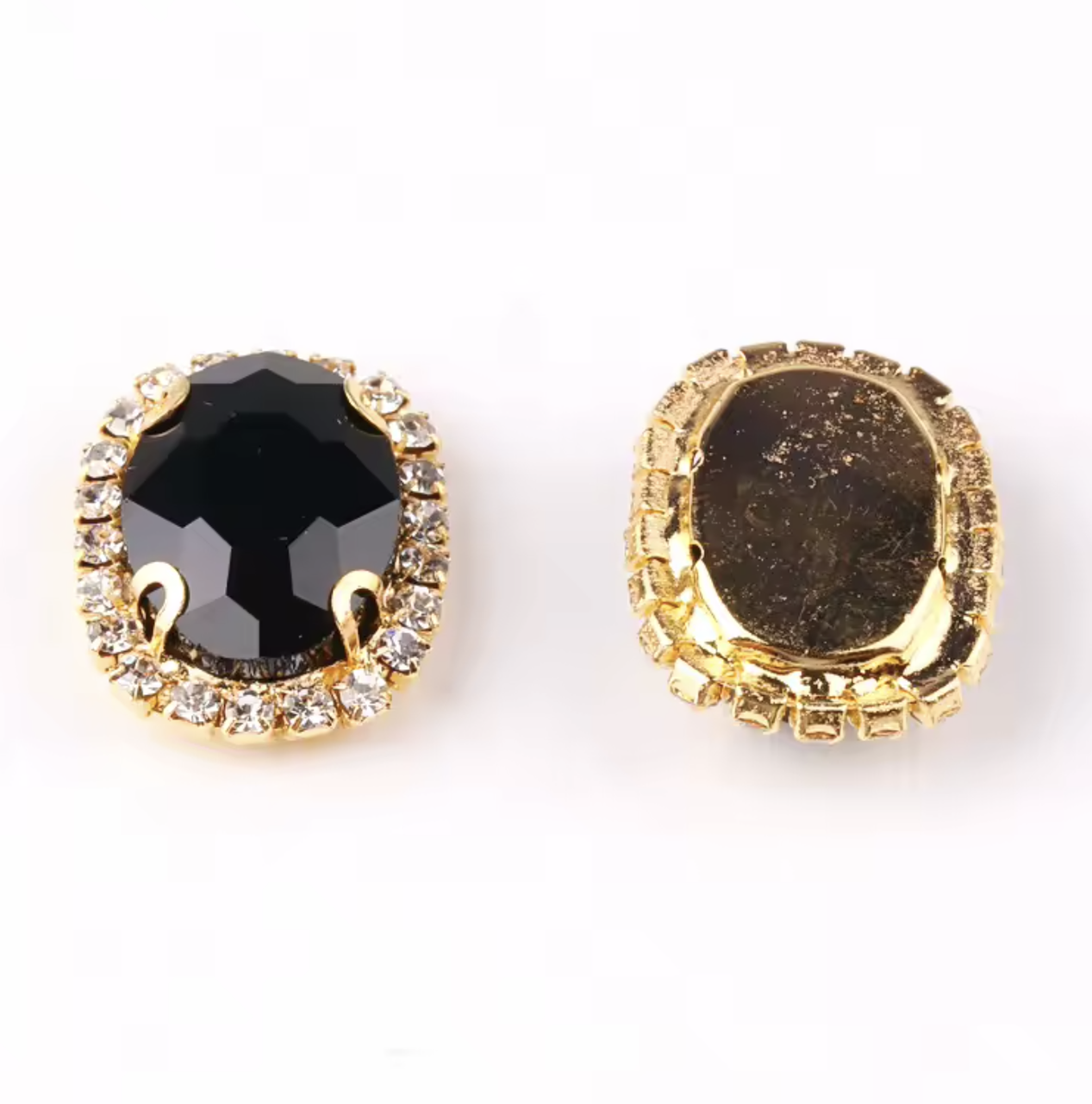 Камінь в золотистій оправі 2*1,5 см чорний, фото 1