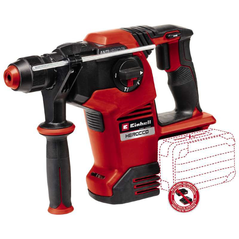 Потужний перфоратор Einhell HEROCCO 36/28-Solo : без АКБ, 18Vx2 (36V), обертання х.х 1100 об/хв, частота удару за хв. 5300/3.2 Дж, фото 1