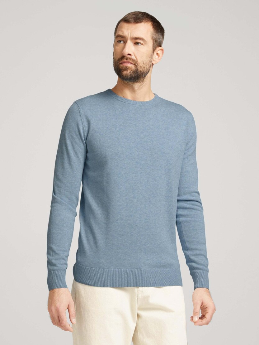 Кофта basic crew neck sweater 1027299XX1021076 Tom Tailor XXL Голубой 1027299X1021076, фото 1
