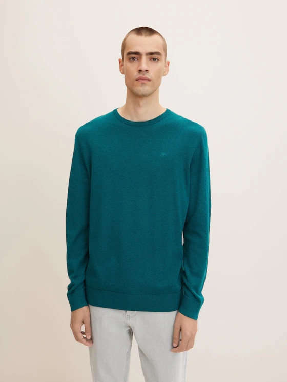 Кофта BASIC CREW NECK SWEATER 1027661-30316 Tom Tailor M Зеленый 1027661-30316, фото 1