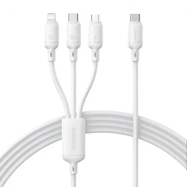 Дата-кабель Baseus Silky One-for-Three Fast Charging Type-C to Micro USB + Lightning + Type-C 100W 1.5m White (P10377706213-00), фото 1