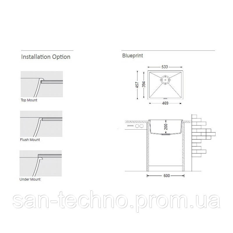 Гранитная мойка для кухни(кремовая) Fabiano Quadro 53x46 Cream - фото 2 - id-p497436941